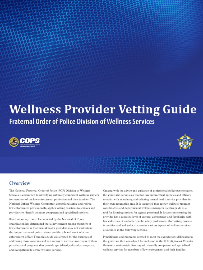 FOP Wellness Provider Checklist | PDF | Police | Privacy