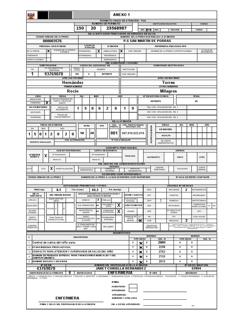 Formato Único de Atención - FUA | PDF | Medicina | Cuidado de la salud