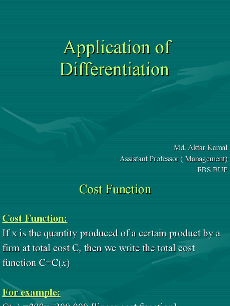 Differential Calculus in Cost Analysis | PDF | Profit (Economics ...