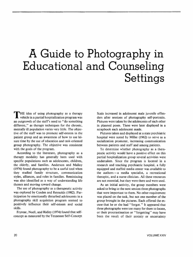 A Guide To Photography in Educational An | PDF | Psychotherapy | Camera
