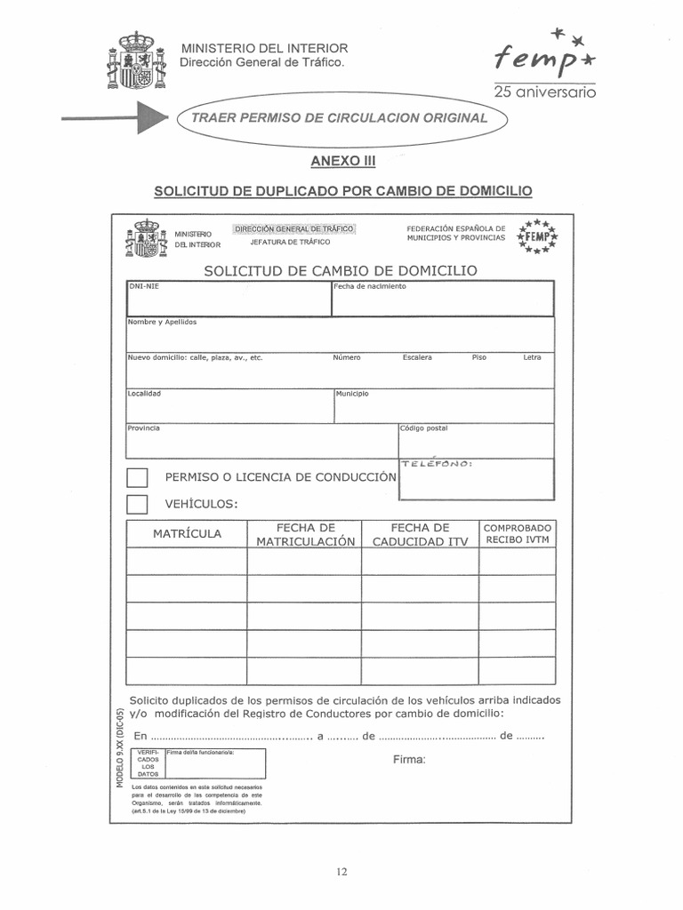 Formulario DGT Con Tfno | PDF