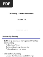 LR Parsing. Parser Generators.: Lecture 7-8