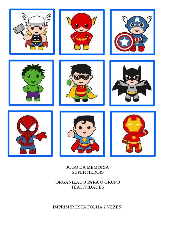Jogo Da Memória Super Heróis TEAtividades | PDF, image size:768x1024