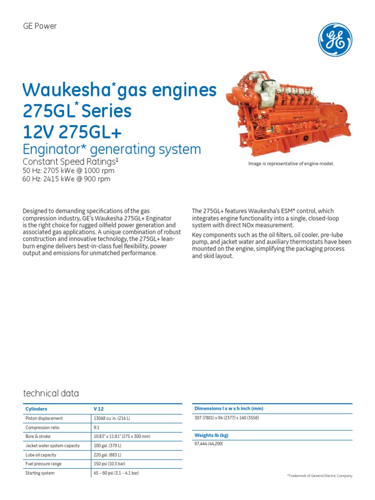 Waukesha Gas Engines 275GL Series 12V 275GL+ Enginator Generating