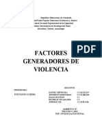 Factores generadores de violencia en comunidades venezolanas