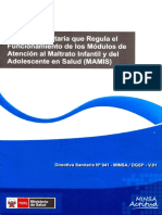 Directiva Sanitaria Que Regula El Funcionamiento de Los Módulos de Atención Al Maltrato Infantil y Del Adolescente en Salud MAMIS 20190716-19467-4ott0y