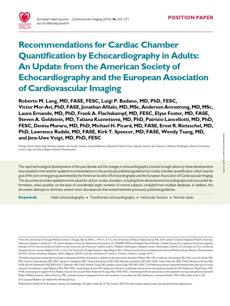 Updated ASE Chamber Quantification Guidelines | PDF | Echocardiography ...
