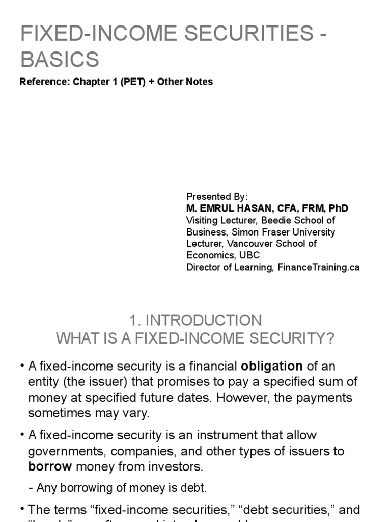 Fixed-Income Securities - Basics | PDF | Bonds (Finance) | Fixed Income