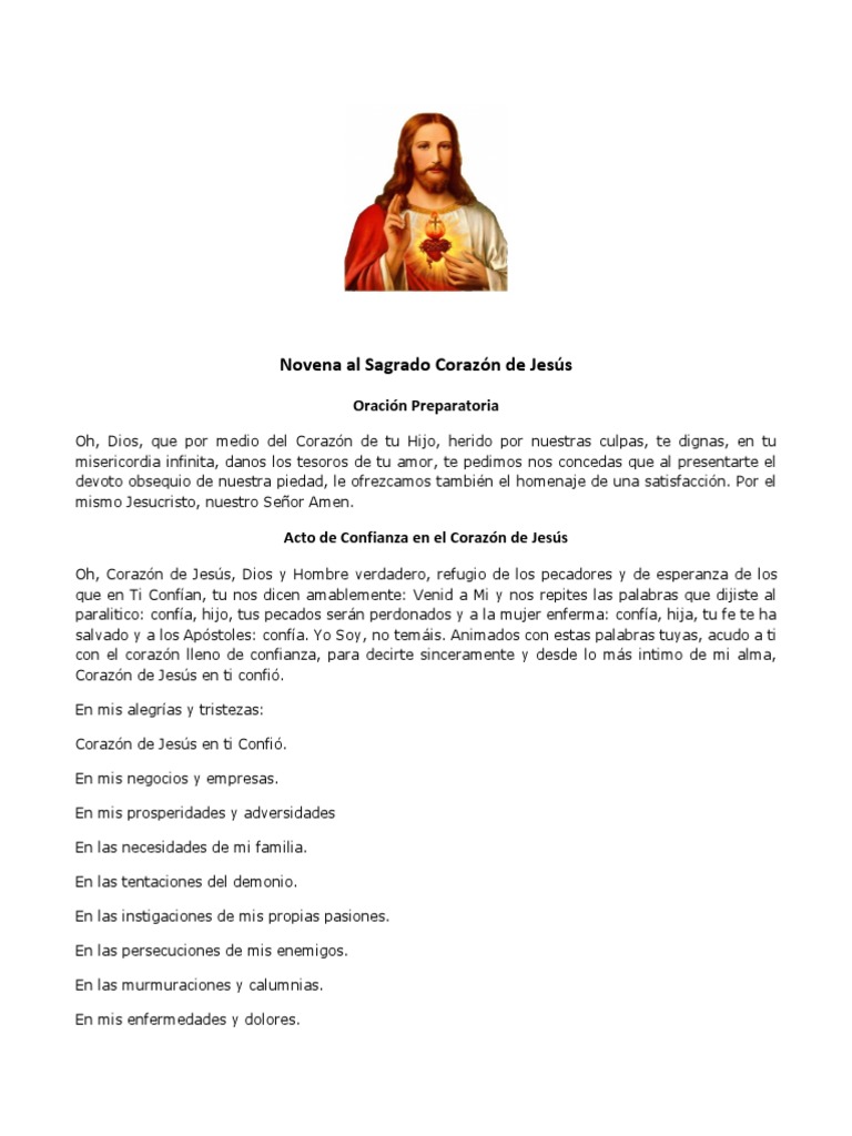 Novena al Sagrado Corazón de Jesús | PDF | orador del Señor | Cristo ...