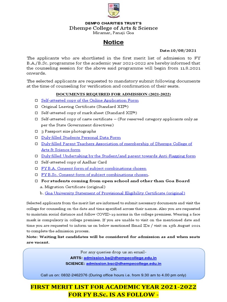 Bsc First Merit List 21 22 Pdf Privacy Government And Personhood