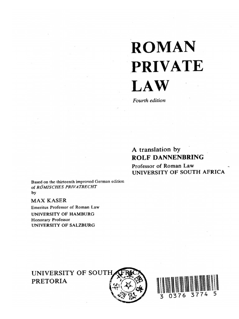 Kaser M Roman Private Law | PDF