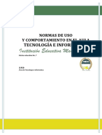Normas de Uso y Comportamiento en El Aula Tecnología e Informática Institución Educativa Manos Unidas