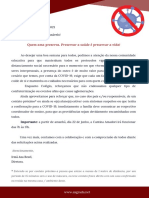 Comunicado Sobre Coronavírus - 21 de Junho - Pais Eou Responsáveis