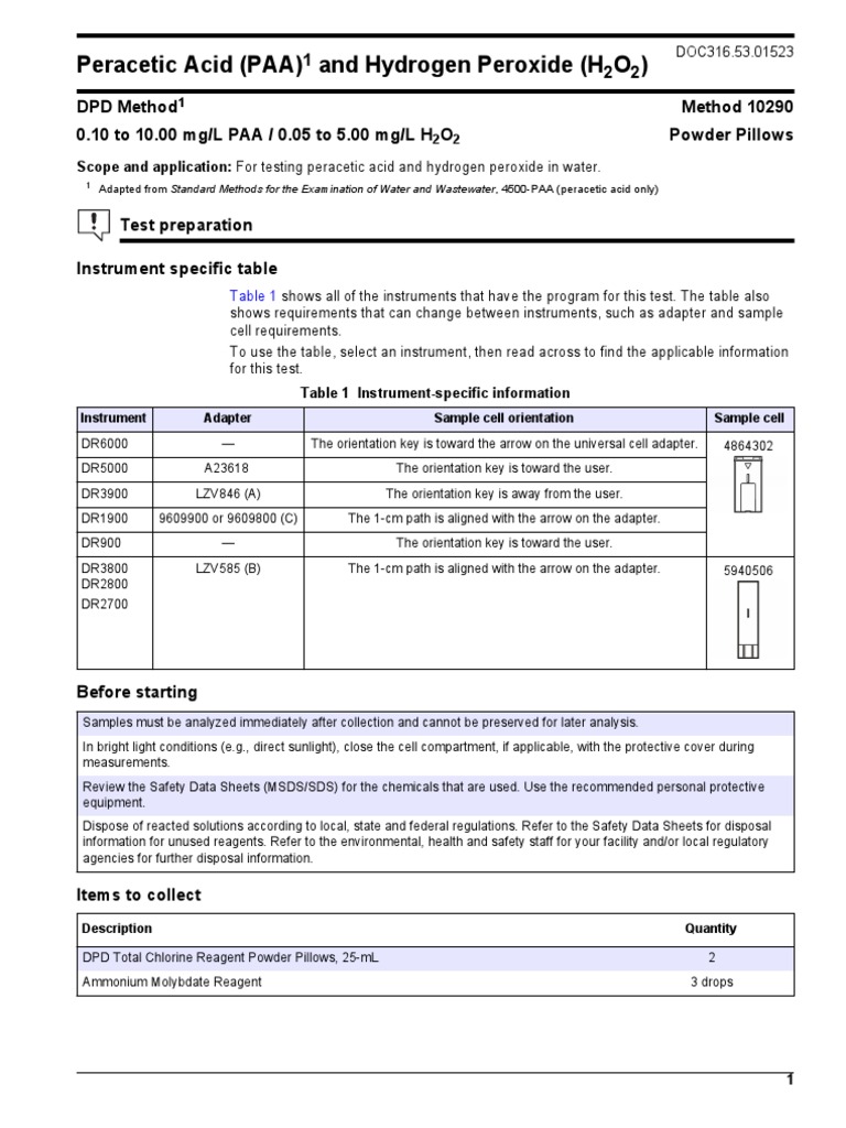 Peracetic Acid (PAA) and Hydrogen Peroxide (H O) | PDF | Hydrogen ...