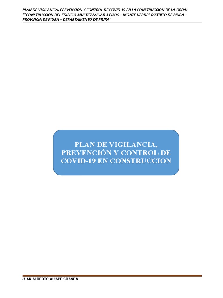 Plan COVID-19 en Construcción Piura | PDF | Lavado de manos | Condicion ...