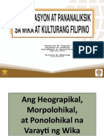 Aralin 4 Ang Heograpikal Morpolohikal at Ponolohikal Na Varayti NG Wika