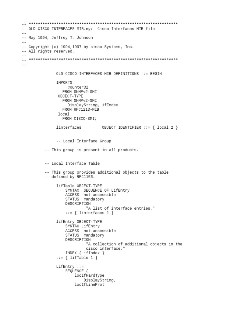 Old Cisco Interfaces Mib | PDF | Telecommunications | Internet Protocols