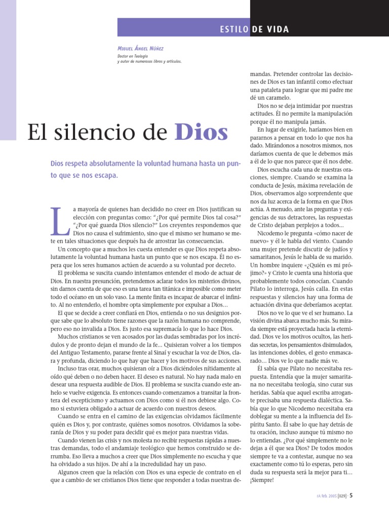 El Silencio de Dios y su Significado | PDF | Dios | Jesús