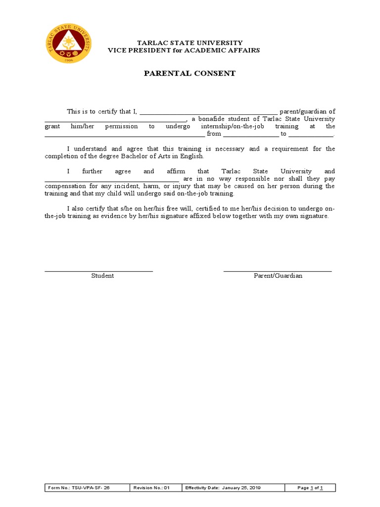 Parent Consent for Internship Training | PDF | Career & Growth