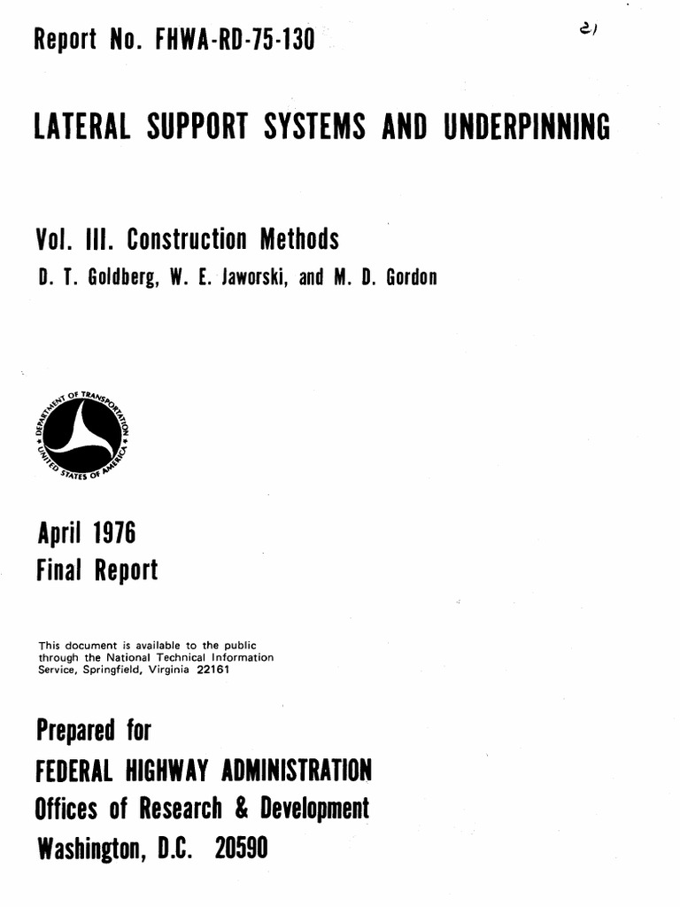 Lateral Support Systems and Underpinning Construction Methods PDF Deep Foundation Soil