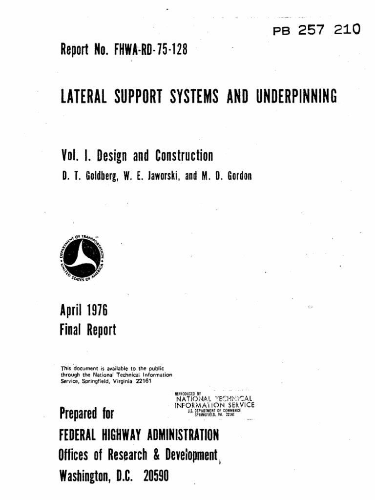 Lateral Support Systems and Underpinning Design and Construction PDF