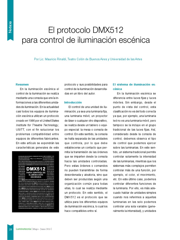 Protocolo DMX512 en Iluminación Escénica | PDF | Informática ...