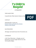 2 - Earth Day Worksheet - Recycling Crossword Puzzle