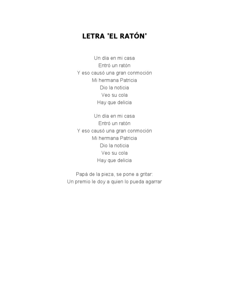 Letra El Ratón | PDF