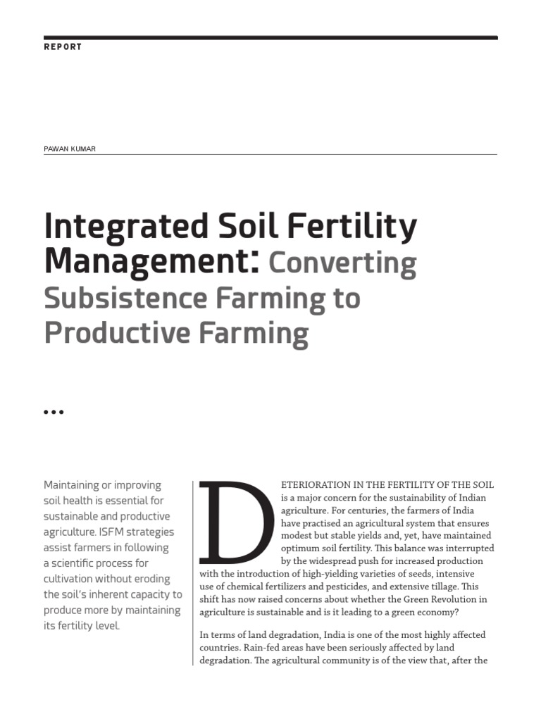 Integrated Soil Fertility Management Converting Subsistence Farming to Productive Farming