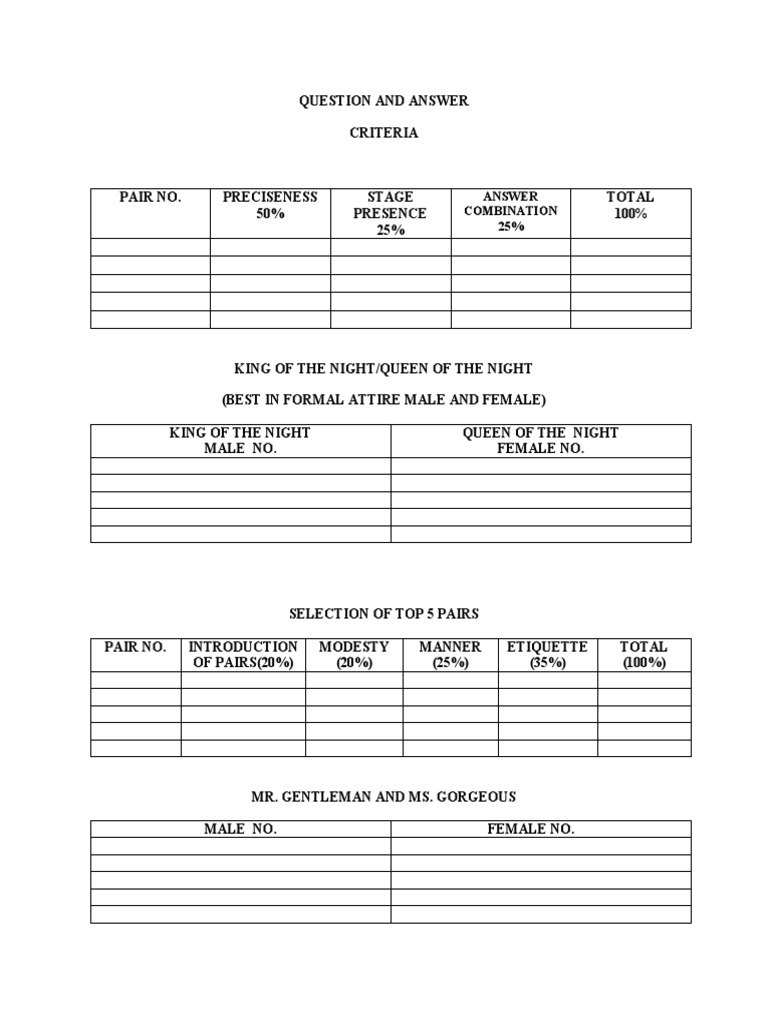 Criteria For Judging PDF
