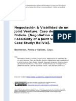 Barrientos, Pedro y Salinas, Cayo (2015) - Negociacion & Viabilidad de Un Joint Venture. Caso de Estudio Bolivia. (Negotiation and Feasibi (..)