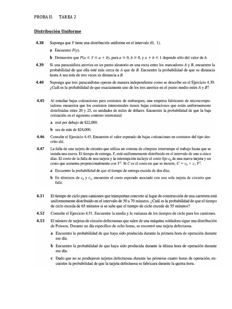 PROBA II: Tarea 2 Distribuciones | PDF