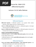 Course No.: Math 1213 Differential Equation Lecturer: Dr. M. Saifur Rahman