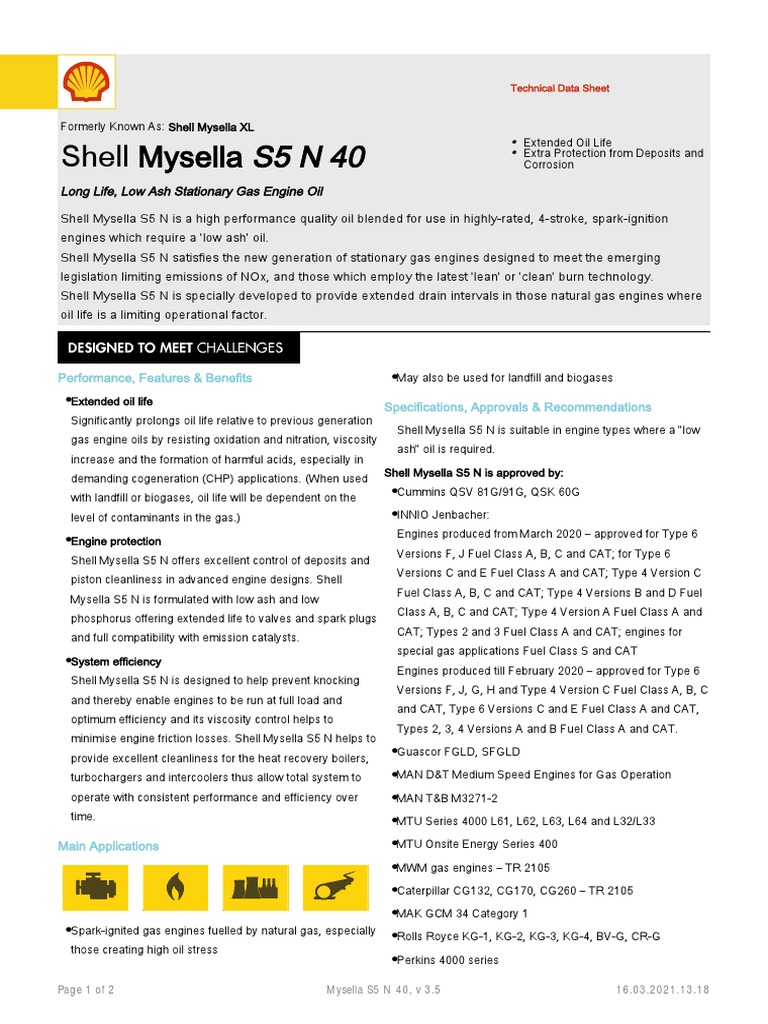 Shell Mysella S5 N 40 | PDF | Motor Oil | Materials