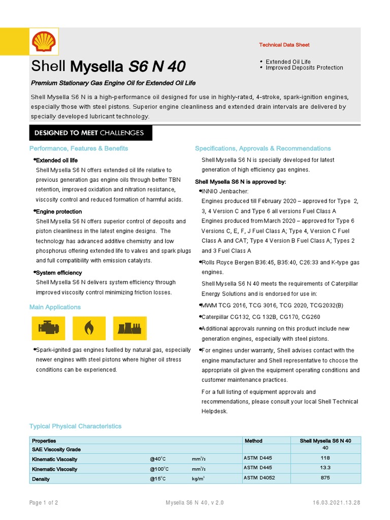 Shell Mysella S6 N 40 | PDF | Motor Oil | Engines