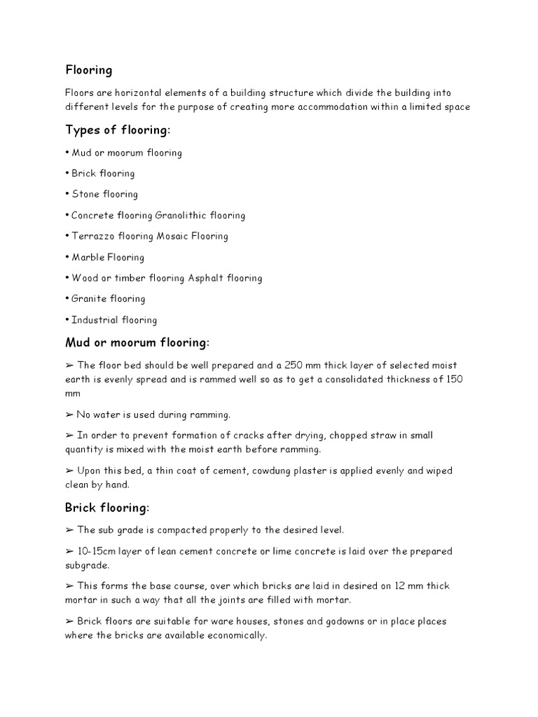 Types of Flooring in Construction | PDF | Flooring | Concrete
