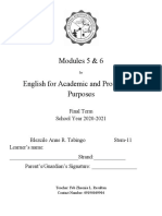 Modules 5 & 6 English For Academic and Professional Purposes