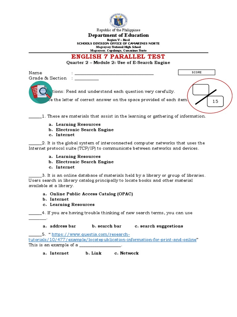 Week 2 English 7 Activity Sheet | PDF | Internet | Computer Network