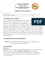 Learning Activity Sheet 1: Department of Education