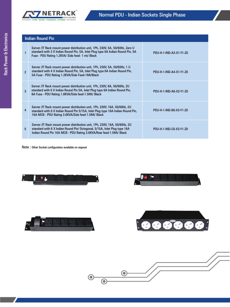 Indian Socket PDU Specifications | PDF | Ac Power Plugs And Sockets ...