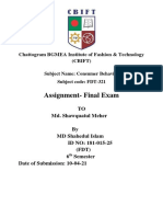 Assignment-Final Exam: Chattogram BGMEA Institute of Fashion & Technology (Cbift)