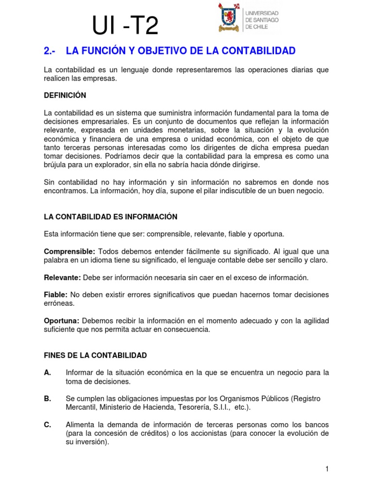 Funciones y Objetivos de la Contabilidad | PDF | Contabilidad | Estado ...