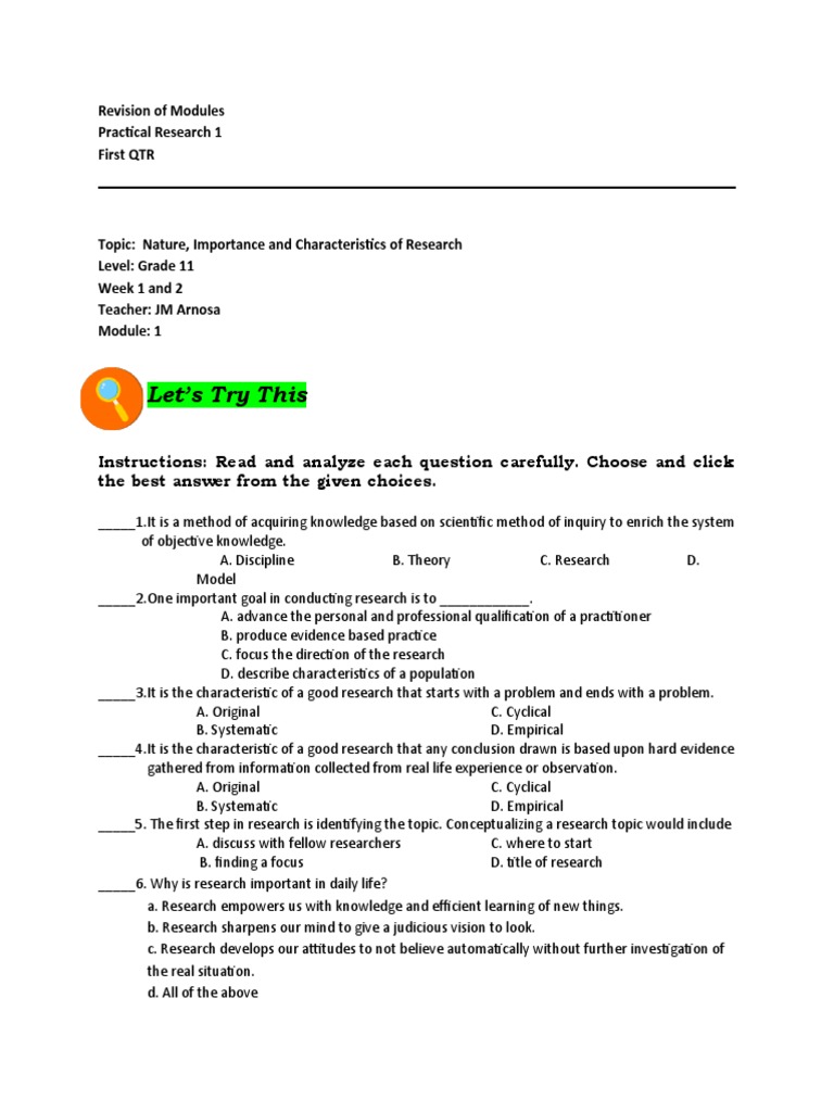 Revision of Modules Research | PDF | Data | Inquiry
