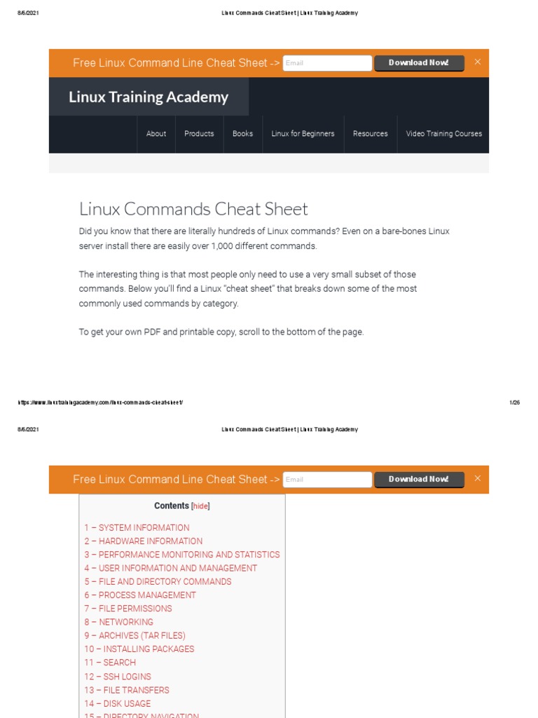Linux Commands Cheat Sheet Linux Training Academy Pdf Linux Computer File
