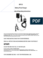 Stop!: BFC12 Battery Float Charger Assembly & Operating Instructions