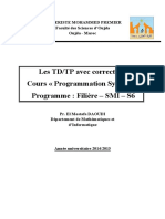 Les TD/TP Avec Corrections Cours Programmation Système Programme: Filière - SMI - S6