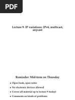 Lecture 9: Ip Variations: Ipv6, Multicast, Anycast