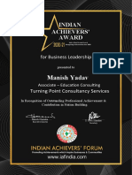 Manish Yadav: Indian Achievers' Award