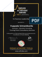 Vuppala Srimanikanta: Indian Achievers' Award