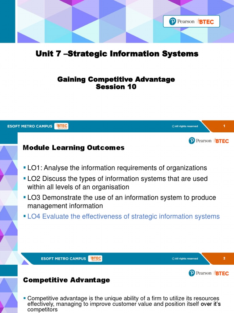 Strategic Information Systems for Advantage | PDF | Competitive ...